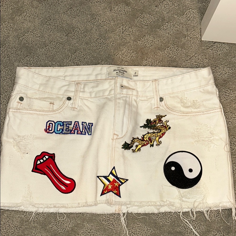 American Eagle Outfitters White Embellished Mini Skirt